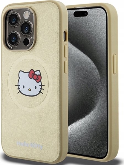 Picture of Sourcing Hello Kitty HKHMP15LPGHCKD iPhone 15 Pro 6.1" gold/gold hardcase Leather Kitty Head MagSafe