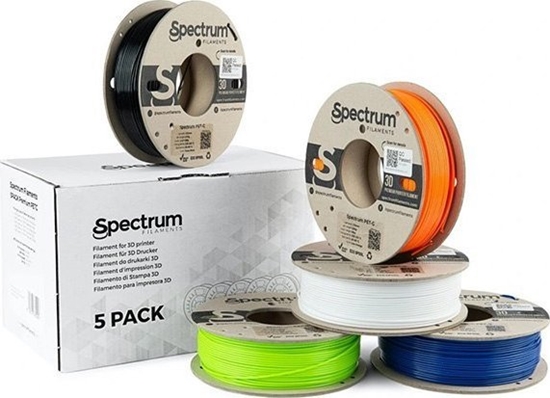 Picture of Spectrum Spectrum 3D filament, Premium PET-G, 1,75mm, 5x250g, 80748, mix Artic White, Deep Black, Lion Orange, Navy Blue, Lime Green