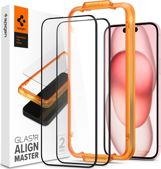Изображение Spigen Spigen Glass tR AlignMaster 2 Pack, FC Black - iPhone 15 Plus