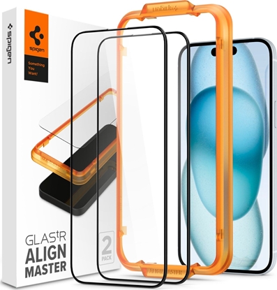 Picture of Spigen Szko do etui Glas.tR FC AM 2-Pack do iPhone 15, z czarn ramk