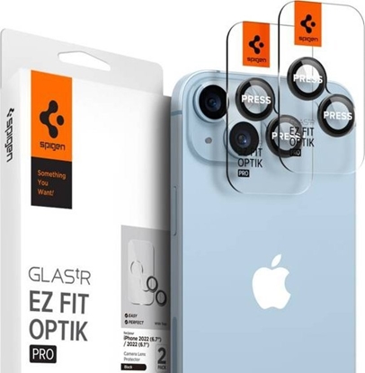 Attēls no Spigen Szko hartowane na aparat Spigen Optik.tr ez Fit Camera Protector Apple iPhone 14/14 Plus Black [2 PACK]