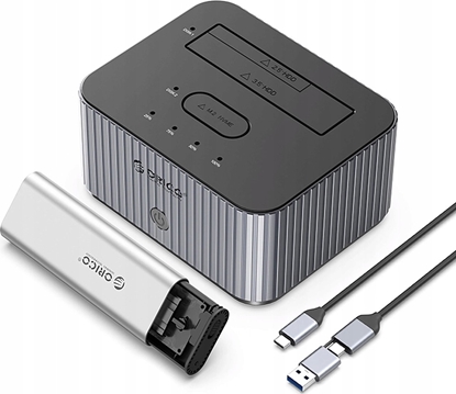 Attēls no Orico Orico IT28E-C 2-Disk Docking Station with M.2 NVME 2.5"/3.5 HDD/2.5" SSD Clone Function - Gray