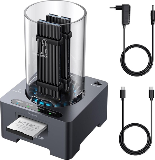 Изображение Stacja dokujca Graugear Graugear Docking + Kartenleser für 1x M.2 NVMe, 1x M.2 NGFF, 1x CF-Express