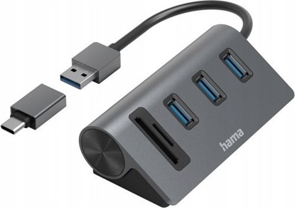 Attēls no Stacja/replikator Hama Combo, 5 Ports, 3x USB-A, SD, microSD, incl. USB-C