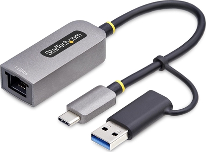 Attēls no StarTech USB-C to Ethernet Adapter w/USB-A Adapter, Realtek RTL8153B - adapter sieciowy - USB-C 3.2 Gen 1 - Gigabit Ethernet - szary