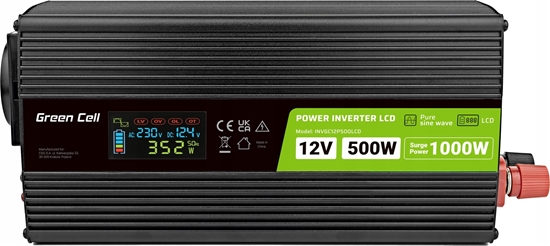 Picture of Strāvas pārveidotājs Green Cell PowerInverter LCD 12 V 500 W/1000 W Pure Sine Wave