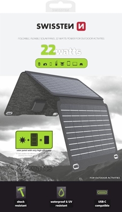 Attēls no Swissten Foldable Solar Panel USB-C / USB 22W