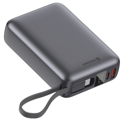 Attēls no Swissten Power Bank 20000 mAh 45W with Built-In USB-C Cable