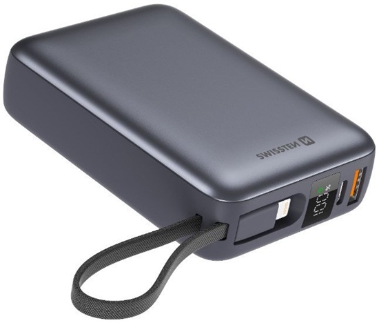 Picture of Swissten Power Bank 20000 mAh with Built-In Cables USB-C and Lightning