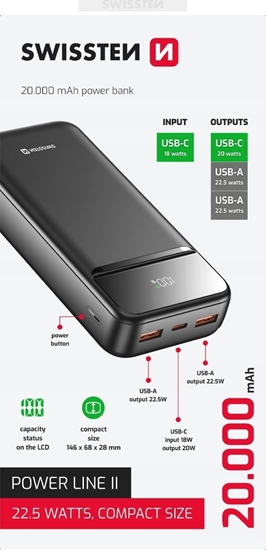 Изображение Swissten Power Line II Power Bank 20000 mAh