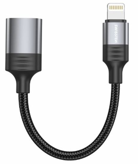 Picture of Swissten Textile Lightning - USB-A OTG Adapter 0.12m