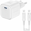Изображение Swissten Travel Charger GaN USB-C 20W PD + Data Cable USB-C-USB-C 1.2m