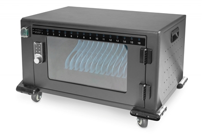 Attēls no Szafa mobilna na kółkach do ładowania max. 16 notebooków/tabletów max. 14 cali z USB Typ C, elektroniczny zamek na PIN