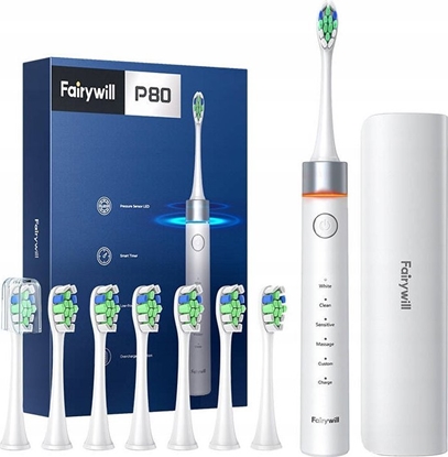 Picture of Szczoteczka FairyWill Szczoteczka soniczna do zbów z zestawem kocówek i etui FairyWill FW-P80 (Biaa)