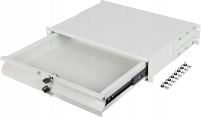 Picture of Szuflada do szaf 19 cali 2U 360mm szara 2U/483x360mm udźwig do 90kg montaż 4 punktowy