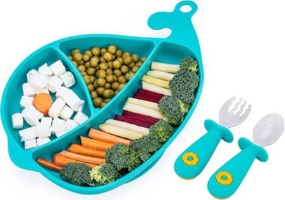 Picture of Talerz silikonowy z przyssawk + sztuce Wieloryb