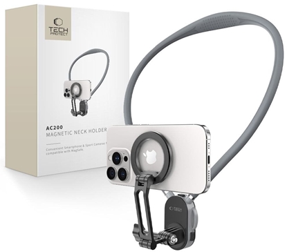 Attēls no TECH-PROTECT AC200 MAGNETIC MAGSAFE & GOPRO & DJI NECK HOLDER CRAYON GREY