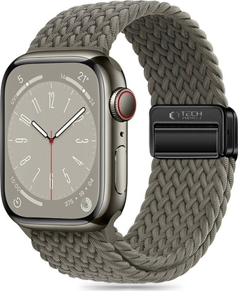 Attēls no Tech-Protect Pasek do APPLE WATCH 4 / 5 / 6 / 7 / 8 / 9 / SE / ULTRA 1 / 2 (42 / 44 / 45 / 49 MM) Tech-Protect Nylonmag Olive szare