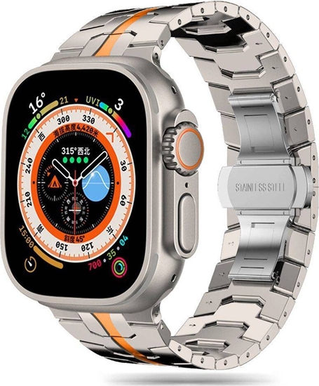 Picture of Tech-Protect Pasek Tech-Protect Stainless Line Apple Watch 4/5/6/7/8/9/SE/Ultra 1/2 42/44/45/49mm titanium/orange
