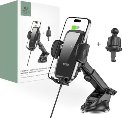 Attēls no Tech-Protect TECH-PROTECT CM15W-V1 DASHBOARD & VENT CAR MOUNT WIRELESS CHARGER 15W BLACK
