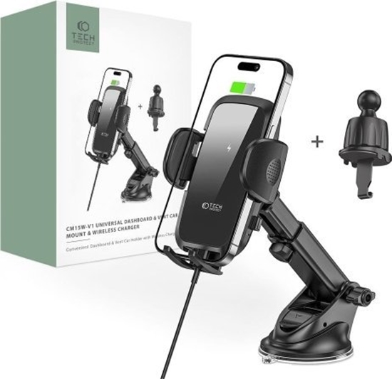 Изображение Tech-Protect TECH-PROTECT CM15W-V1 DASHBOARD & VENT CAR MOUNT WIRELESS CHARGER 15W BLACK