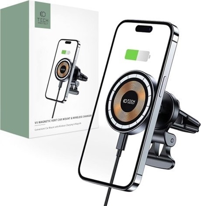 Picture of Tech-Protect TECH-PROTECT MM15W-V5 MAGNETIC MAGSAFE VENT CAR MOUNT WIRELESS CHARGER 15W BLACK