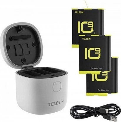 Attēls no Telesin 3-slot waterproof charger Telesin Allin box for GoPro Hero 9 / Hero 10 + 3 batteries (GP-BTR-906-GY-B)