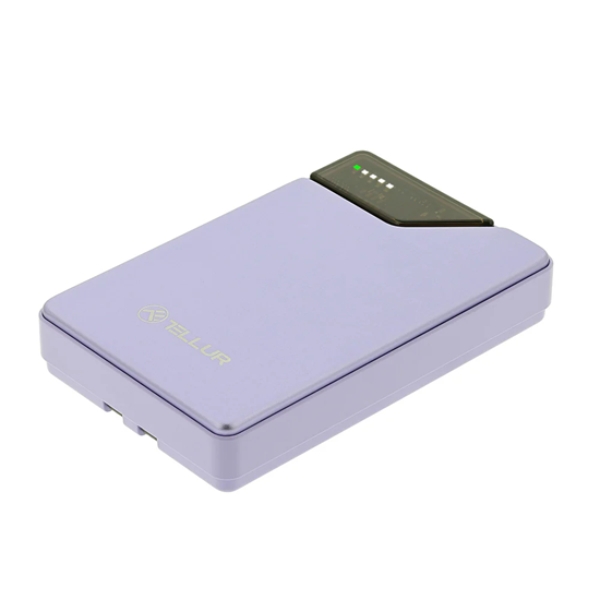 Picture of Tellur Power Bank 10000mAh, USB-C + Lightning cables built-in  purple