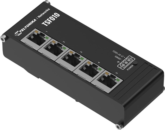 Picture of Switch|TELTONIKA|Switch type Unmanaged|Form factor DIN rail|5xRJ-45 ports|RJ-45 Ports Type Fast Ethernet (10/100)|5xFast Ethernet (copper) ports quantity|TSF010000000