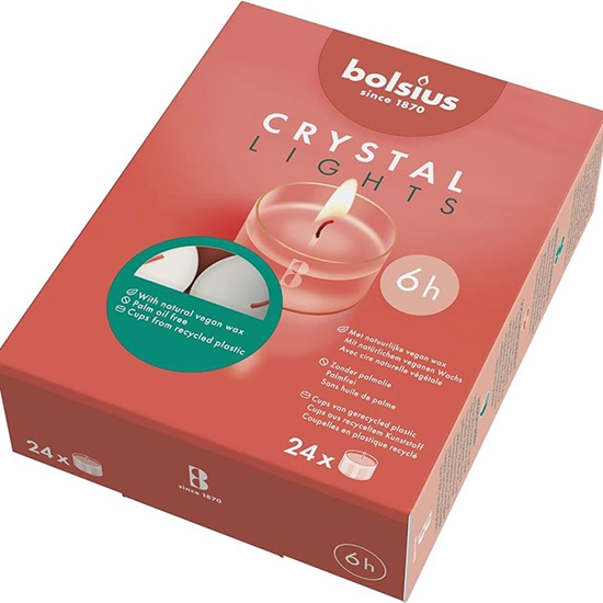 Picture of Tējassveces Bolsius Crystal lights baltas 6h 24gab.
