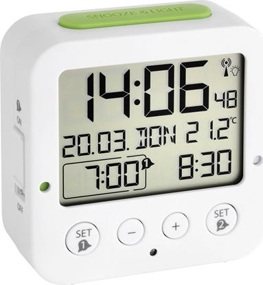 Picture of TFA 60.2528.02 Bingo white Digital RC Alarm Clock w. Temper