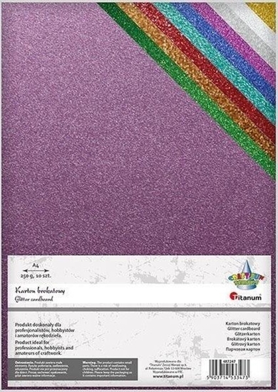 Изображение Titanum Karton brokatowany A4 10 kolorów 250g