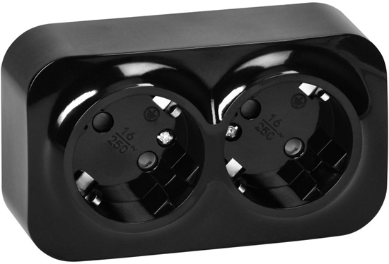 Picture of ToDo Gniazdo podwójne 2x2P+Z, 16A/230VAC, IP20,Schuko,Czarne10 sztuk