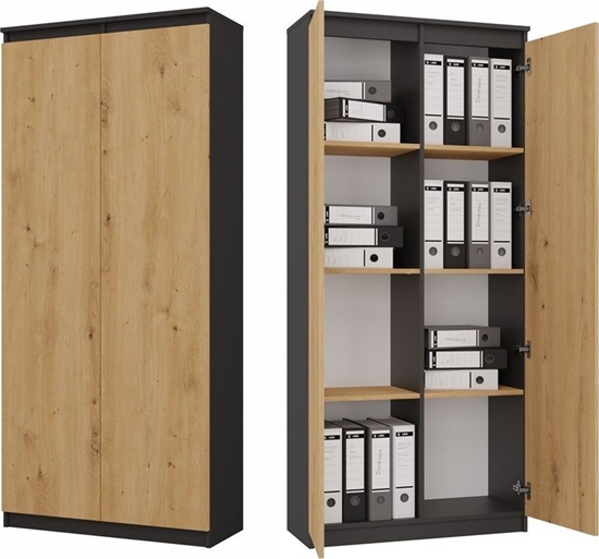 Picture of Topeshop Rega zamykany, biurowy, 80x35x180 cm, antracyt, db artisan