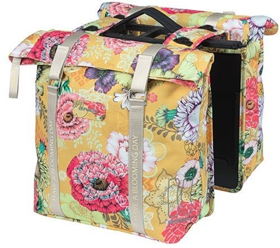 Picture of Torba na baganik BASIL BLOOM FIELD DOUBLE PANNIER BAG MIK 28-35L, MIK System (ready to go) honey yellow (NEW 2024)