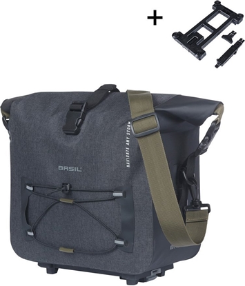 Attēls no Torba na baganik BASIL NAVIGATOR STORM, MIK z adapterem do mocowania, 13L, Wodoodporna, Czarna (NEW 2025)