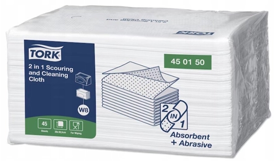 Picture of TORK - 2 w 1 wielorazowe ciereczki do szorowania i czyszczenia, biae, 45 sztuk