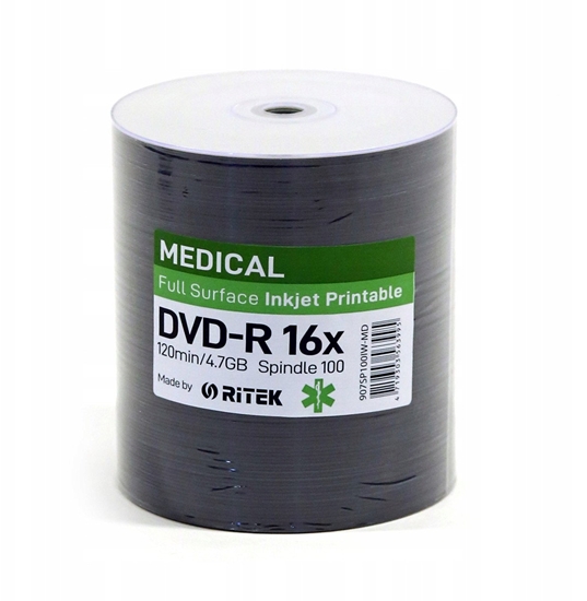 Picture of TRAXDATA RITEK DVD-R 4,7GB 16X PRINTABLE MEDICAL SP*100