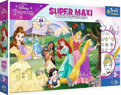 Изображение Trefl Dwustronne Puzzle 24 elementy Super Maxi Disney Wesoe Ksiniczki 3w1