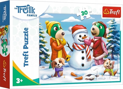 Изображение Trefl Puzzle 30el Zimowe zabawy Treflików. Rodzina Treflików 18300 Trefl