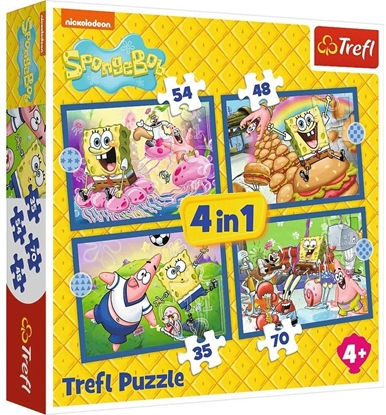 Attēls no Trefl Puzzle 4w1 - Podwodne ycie SpongeBoba - cznie 207 elementów (34674)