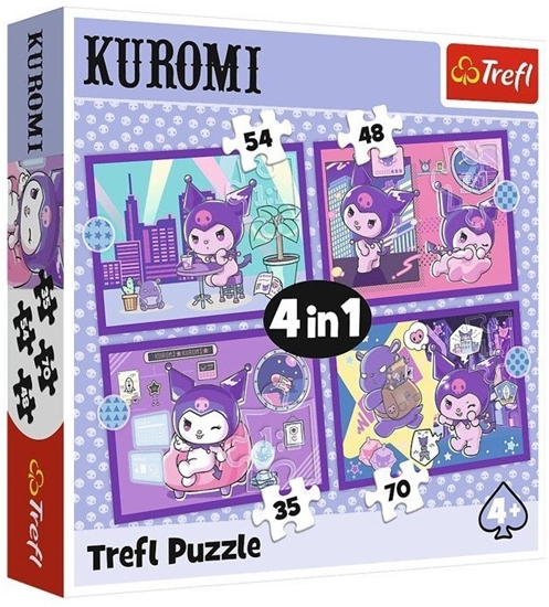 Изображение Trefl Puzzle 4w1 Kuromi, Dzie Kuromi - cznie 207 elementów (34676)