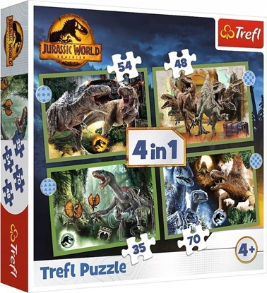 Изображение Trefl PUZZLE 4W1 TREFL GROZNE DINOZAURY PUD