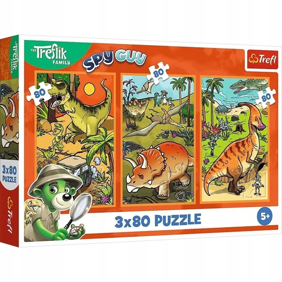 Изображение Trefl Puzzle Trefliki w wiecie dinozaurów 3x80 elementów (34888)