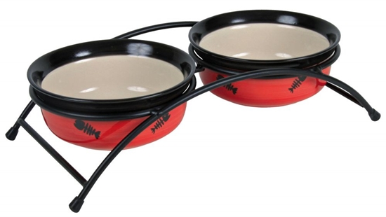 Picture of Trixie Zestaw misek ceramicznych na stojaku Eat on Feet 250 ml/r.12.5 cm, mix kolorów