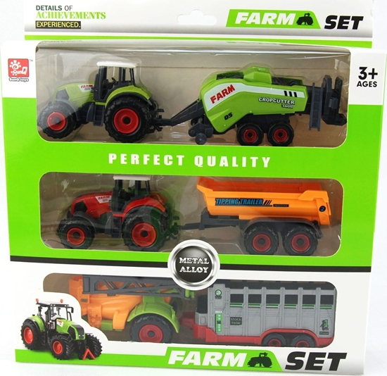 Picture of TRZY TRAKTORY Z PRZYCZEPAMI W PUDEKU