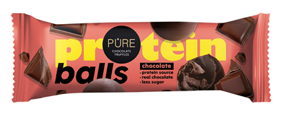 Attēls no Tumšās šokolādes trifeles ar proteīna šokolādes krēma pildījumu 40g PURE