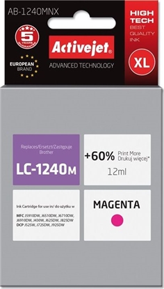 Attēls no Tusz Activejet Activejet Tusz Activejet AB-1240MNX (zamiennik Brother LC1240M/1220M; Supreme; 12 ml; czerwony)