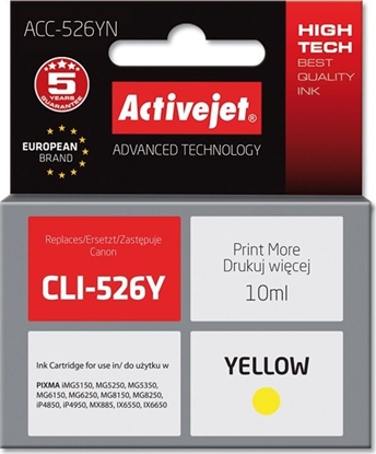 Attēls no Tusz Activejet Activejet Tusz Activejet ACC-526YN (zamiennik Canon CLI-526Y; Supreme; 10 ml; óty)