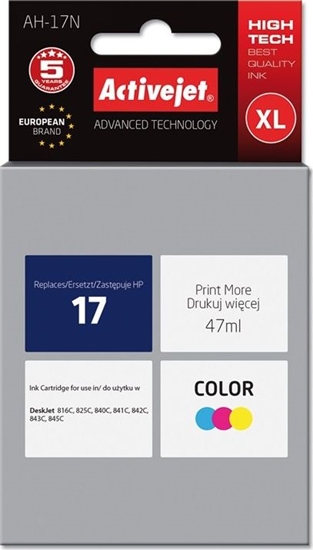 Изображение Tusz Activejet Tusz AH-17N (zamiennik HP 17 C6625A; Supreme; 47 ml; kolor)